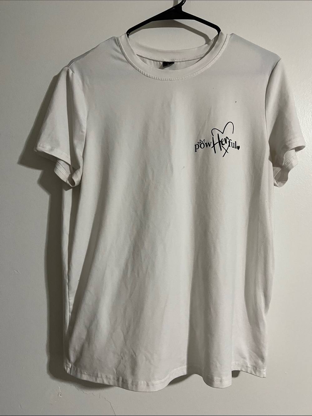 White 'Powerful' Heart Graphic Short-Sleeve Tee